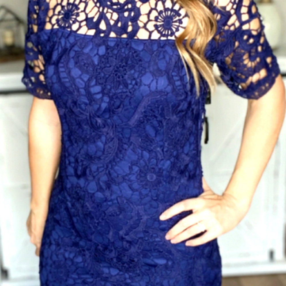 Navy Bodycon Crochet Dress